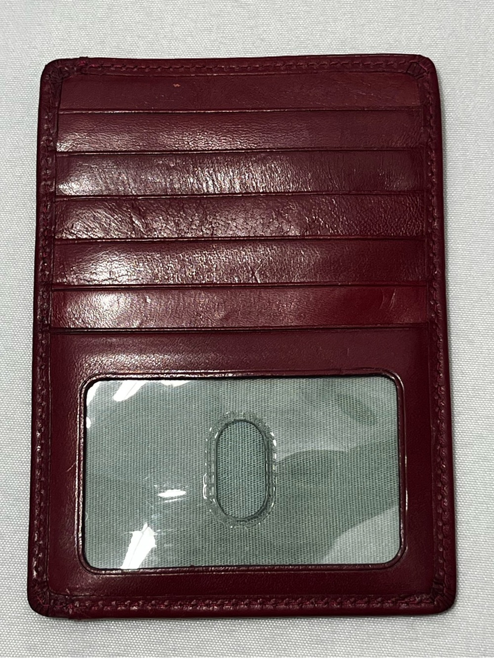 HOBO Burgundy-Red Leather Card Holder with ID Window
